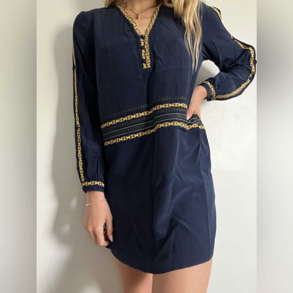 Intermix Blue Silk Mini Dress